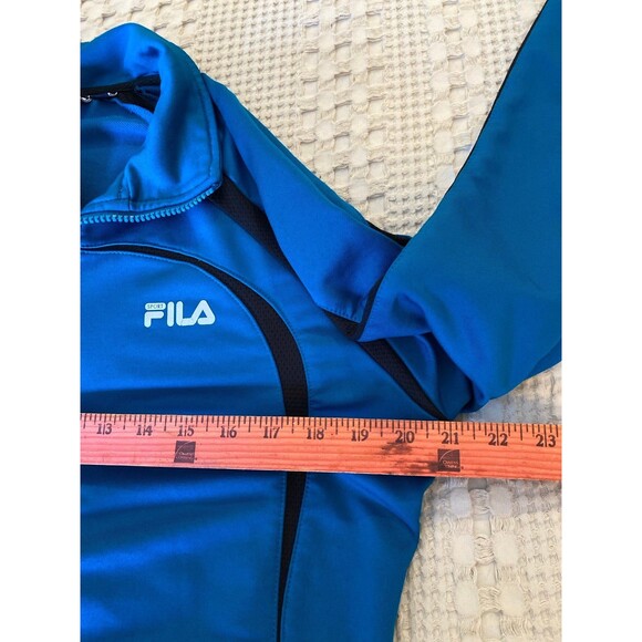 Fila Athletic Jacket Size Large Turquoise Fitted Zipper Pockets Thumb Holes - Picture 9 of 12